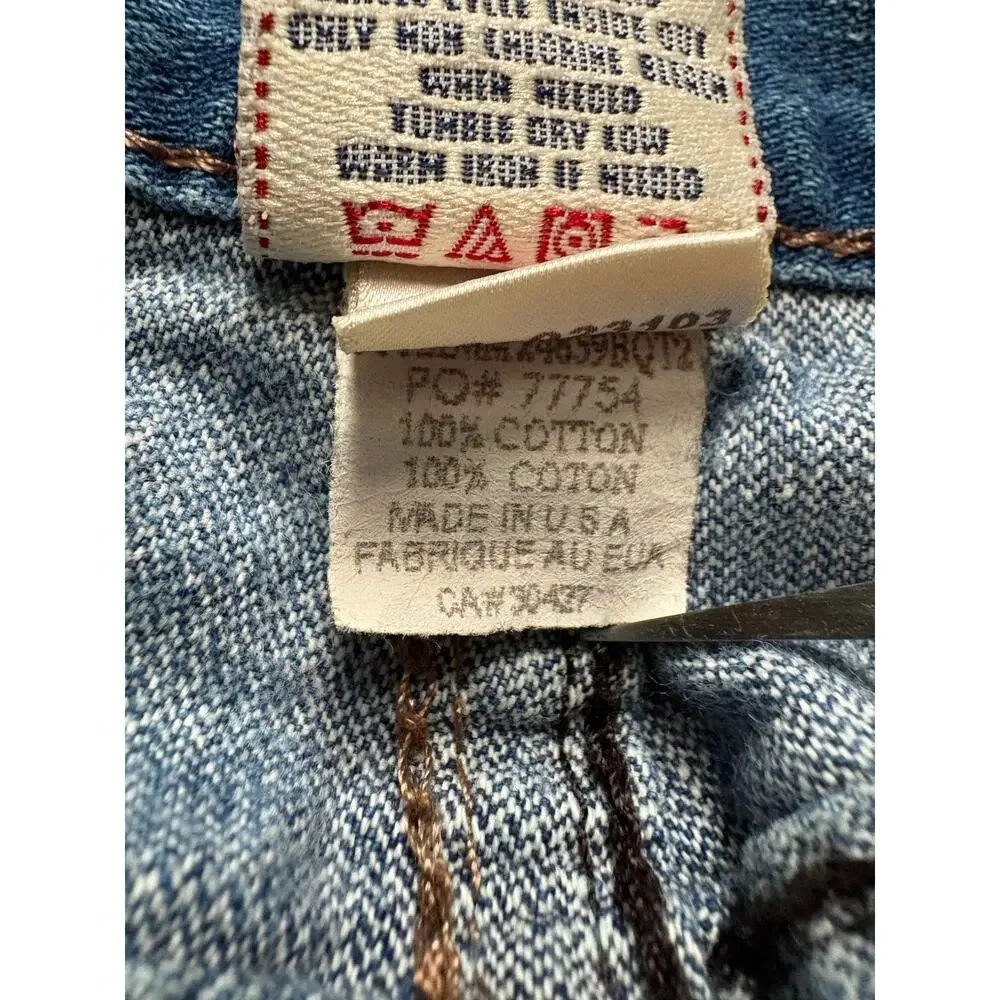 Vtg True Religion Big T Jeans 42x35 Faded Light Blue Flap Pocket Bootcut USA